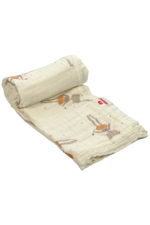 BEBEROTTI ORGANIC 4 LAYER MUSLIN BABY BLANKET WITH PRINT, 80X95 CM