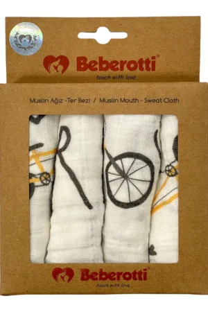 BEBEROTTI ORGANIC MUSLIN BURP CLOTH (4 PACK), 25X25 CM