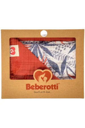 BEBEROTTI ORGANIC DOUBLE SIDED 4 LAYER MUSLIN BABY BLANKET, 100X145 CM