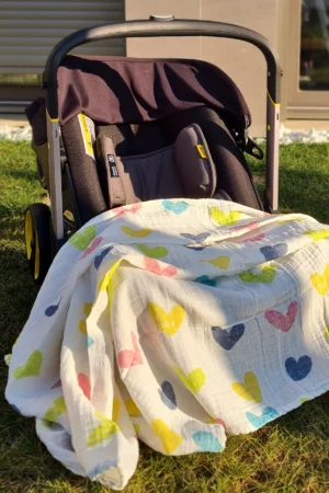 BEBEROTTI ORGANIC MUSLIN BABY BLANKET, 120X120 CM