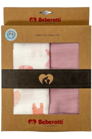 BEBEROTTI ORGANIC MUSLIN SWADDLING & NURSERY RECEIVING BLANKET (2 PACK), 75X90 CM