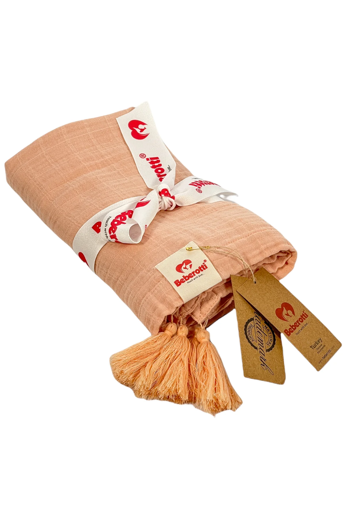 BEBEROTTI ORGANIC TASSELED MUSLIN BABY BLANKET, 105X145 CM (2)