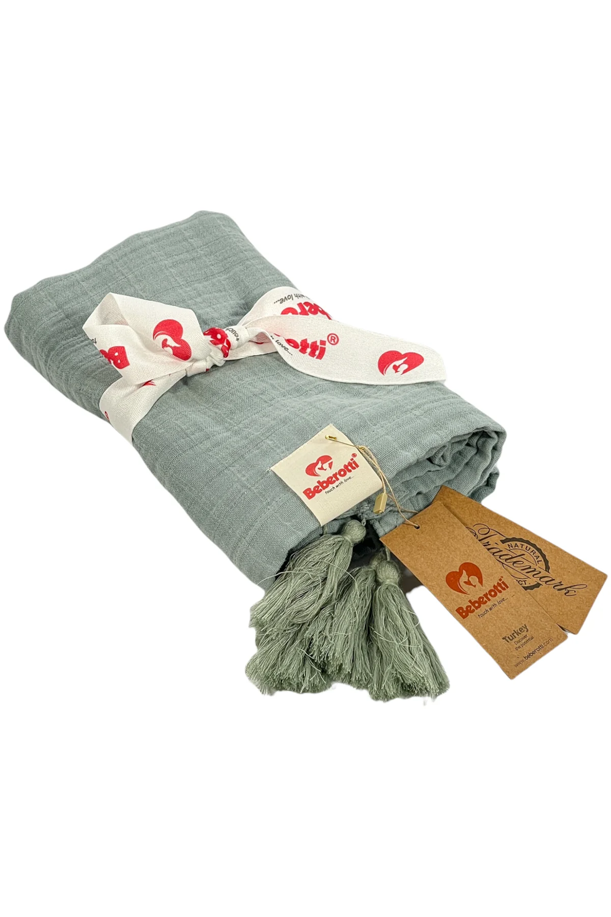 BEBEROTTI ORGANIC TASSELED MUSLIN BABY BLANKET, 105X145 CM (4)