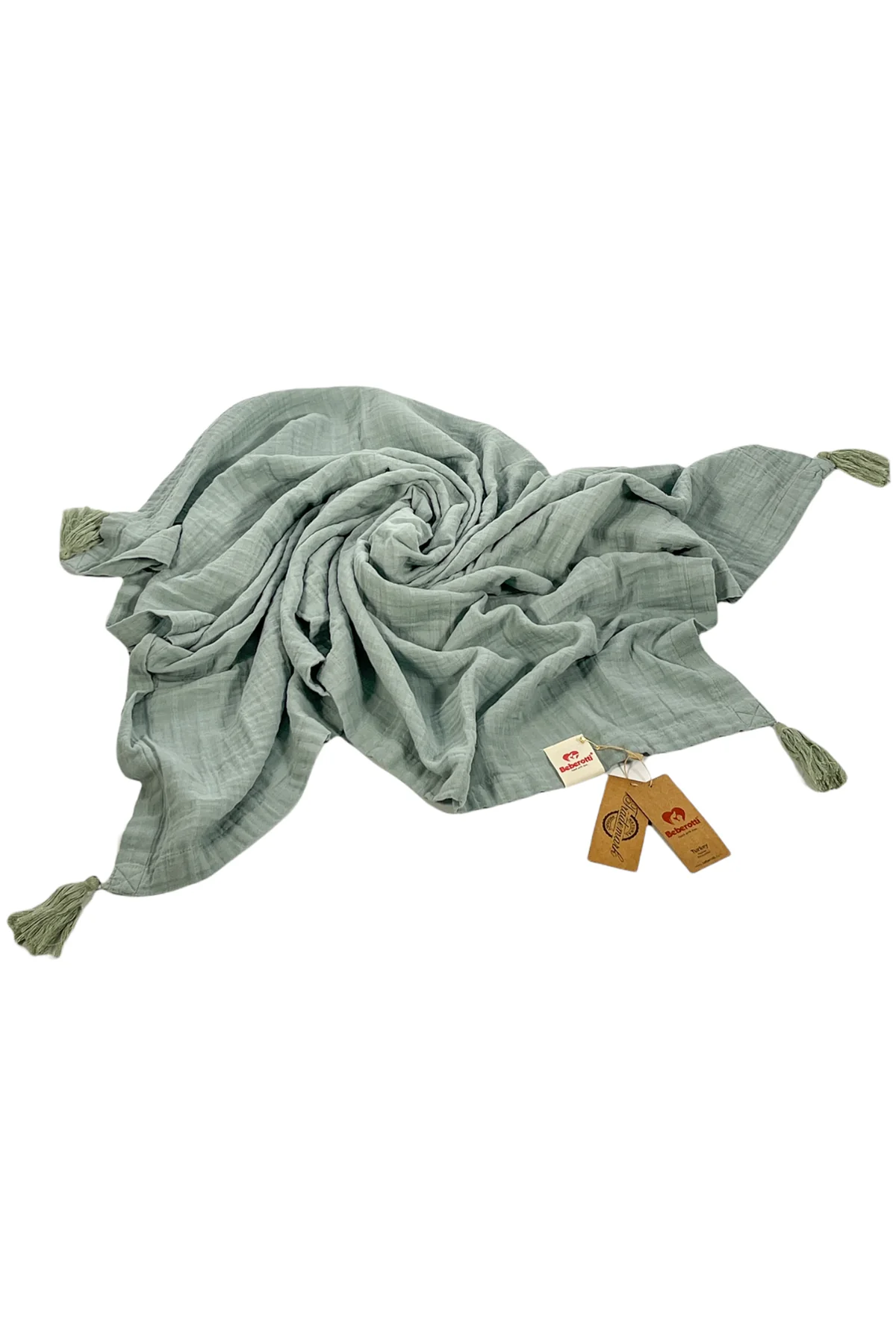 BEBEROTTI ORGANIC TASSELED MUSLIN BABY BLANKET, 105X145 CM (5)